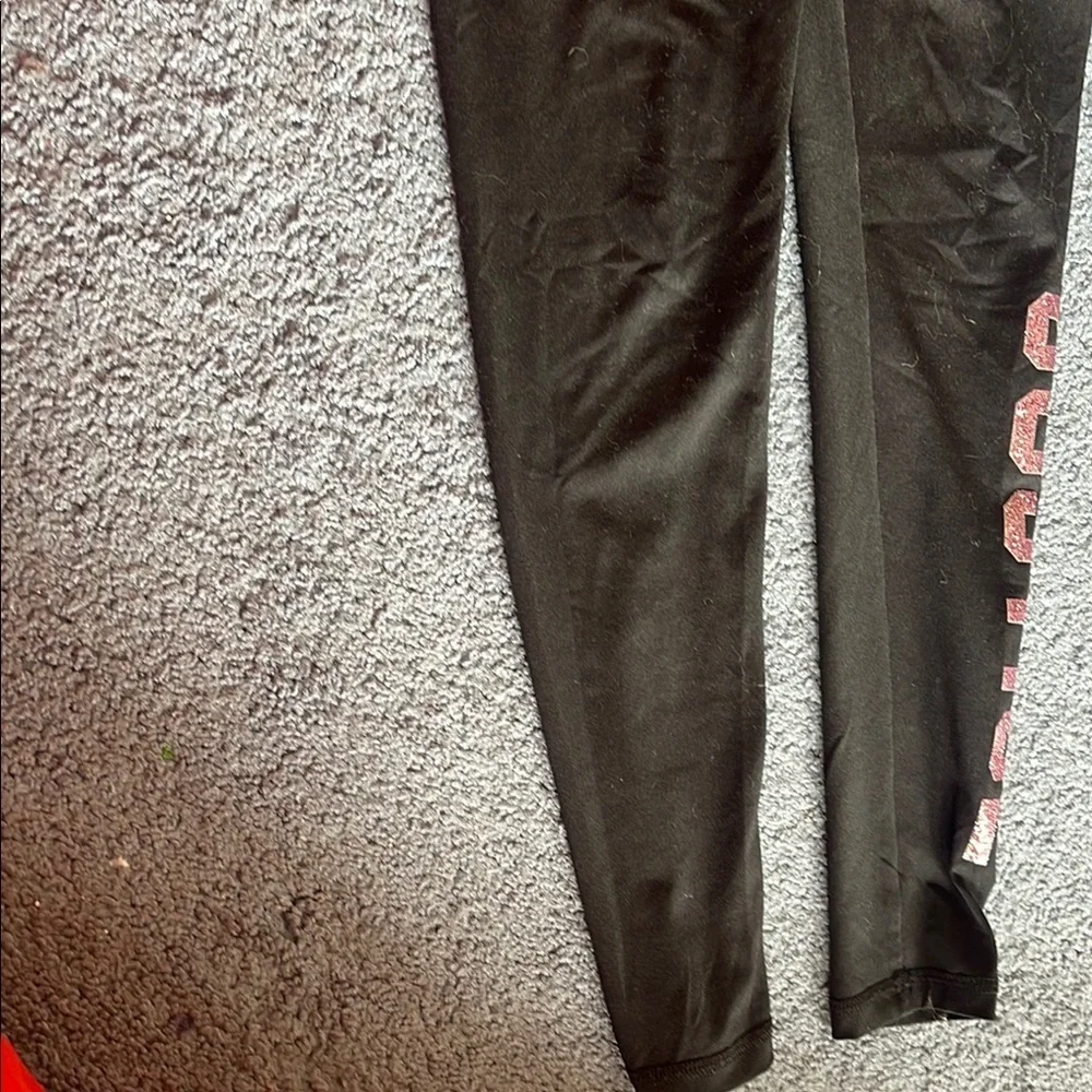 Justice Black Leggings with Bold Branding